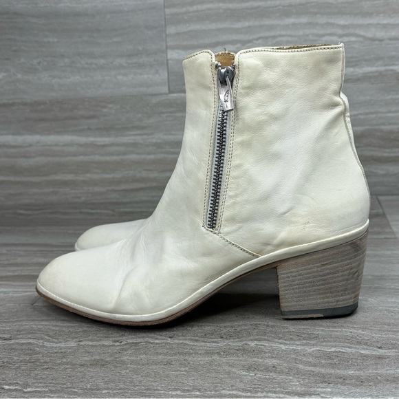 I.N.K. Block Heel Ankle Side Zip Cream Leather Boots EU 39 US  8 - Picture 12 of 12